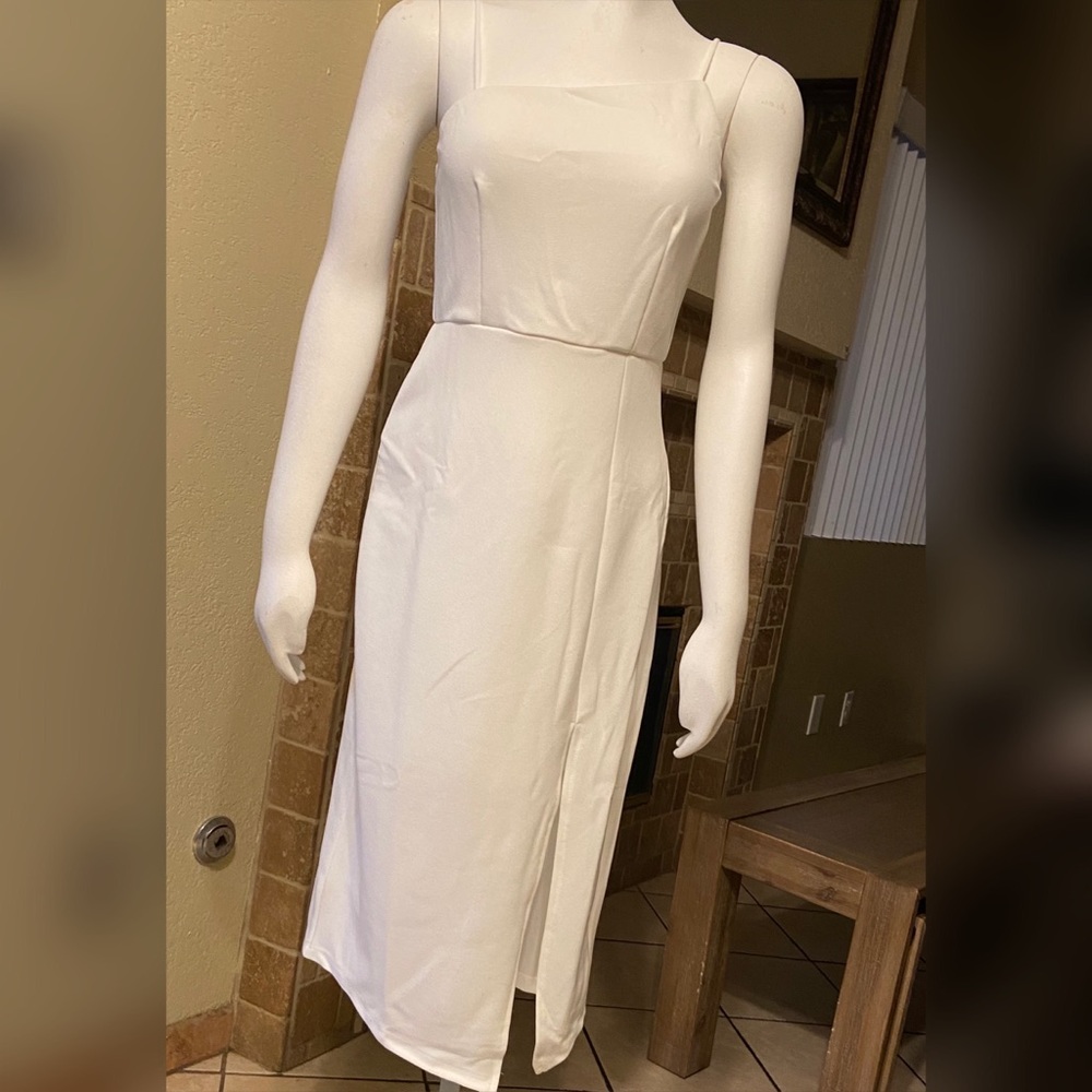 White midi dress